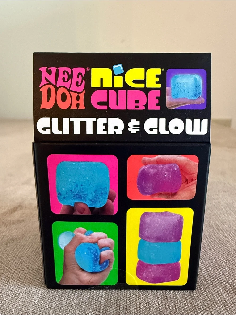NeeDoh Nice Cube Glitter & Glow Super Solid Squish! - Pink